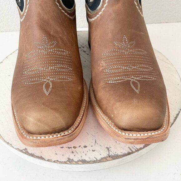 Lane RODEO HOUSTON Mens Cowboy Boots Size 11 Brown Leather Western Blunt Toe - Picture 8 of 13